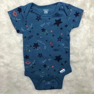 Gerber Onesie Diaper  Shirt Space/ Stars Blue Size Newborn